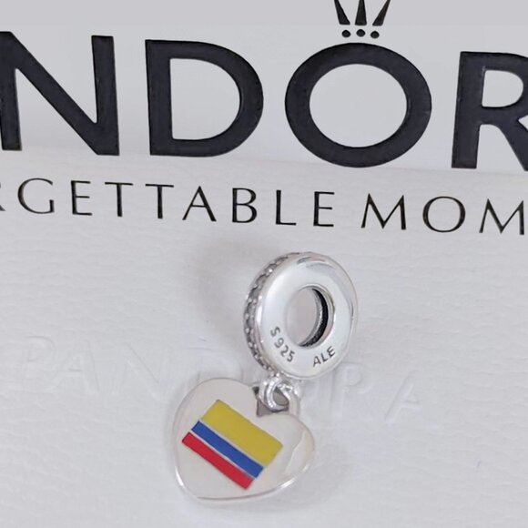 Pandora Colombia Flag Dangle Charm Exclusive Travel Pendant S925 Silver with box - Picture 1 of 6